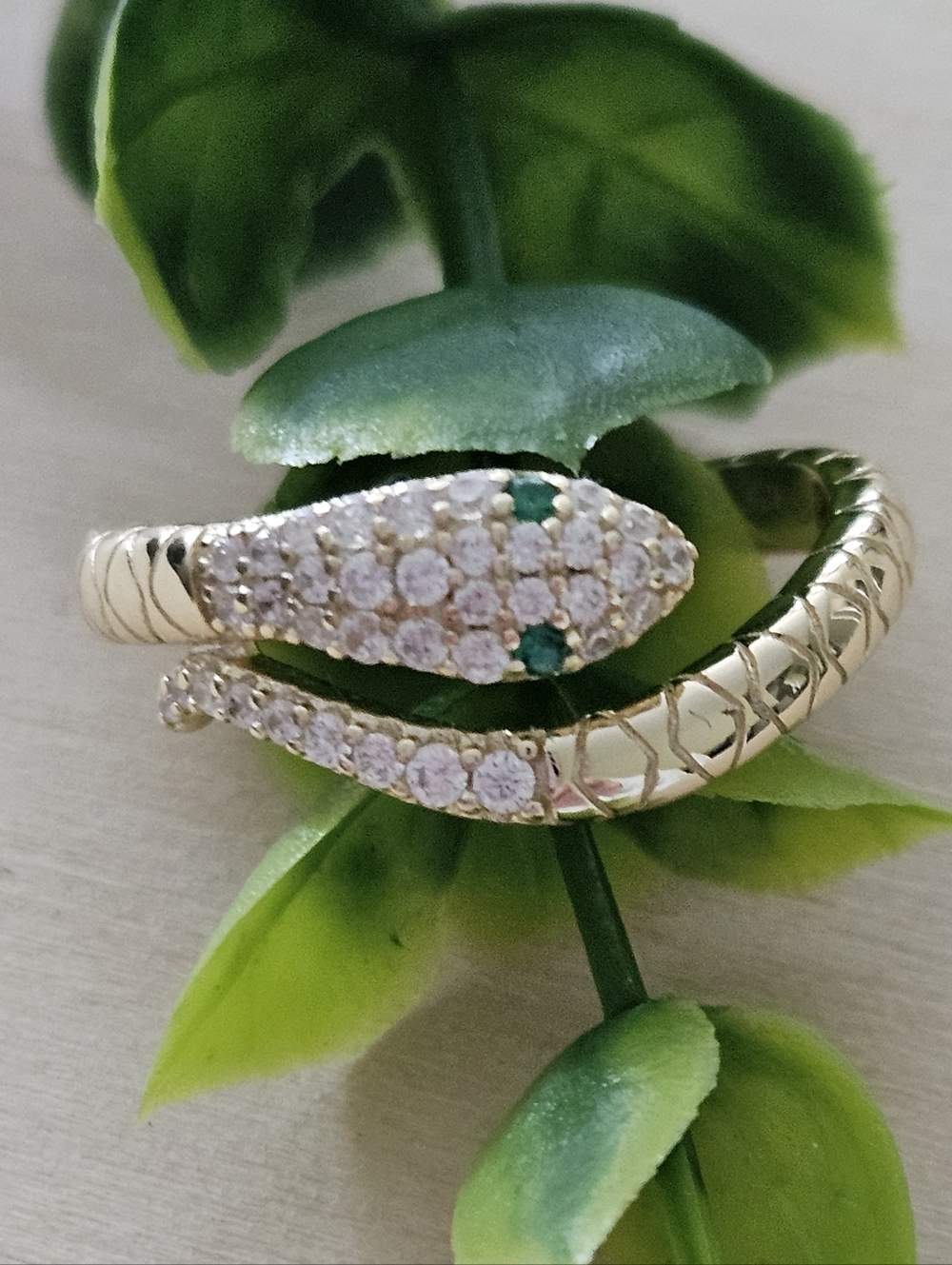 925 Gold Overlay Snake Ring